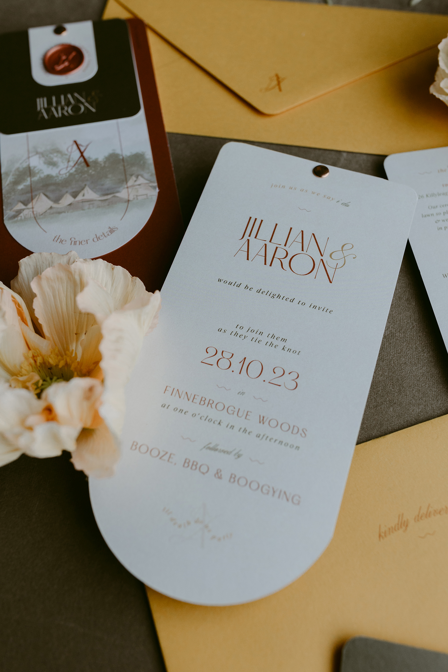 Wedding photography design suite by Keyhole creations, brand shoot by Adam and Grace and styling by Betty Williamson. Mustard envelope with earthy colours